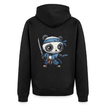 Pandabär Ninja Japanischer Riesenpanda - Unisex Premium Bio Zip Hoodie - Schwarz - Hinten - Nico (187cm)