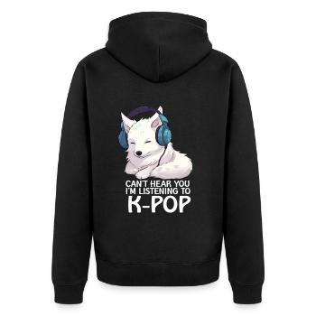 Je ne t’entends pas, j’écoute de la K-pop, Arctic Fox - Veste à capuche bio Premium Unisexe - noir - Dos - Nico (187cm)