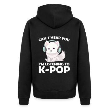 Je ne t’entends pas, j’écoute de la K-pop, Arctic Fox - Veste à capuche bio Premium Unisexe - noir - Dos - Nico (187cm)