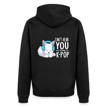 Je ne t’entends pas, j’écoute de la K-pop, Arctic Fox - Veste à capuche bio Premium Unisexe - noir - Dos - Nico (187cm)