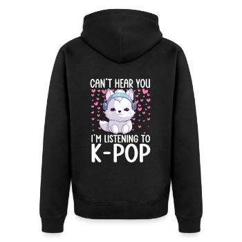 Je ne t’entends pas, j’écoute de la K-pop, Arctic Fox - Veste à capuche bio Premium Unisexe - noir - Dos - Nico (187cm)