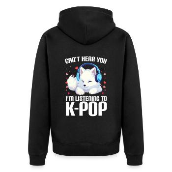 Je ne t’entends pas, j’écoute de la K-pop, Arctic Fox - Veste à capuche bio Premium Unisexe - noir - Dos - Nico (187cm)