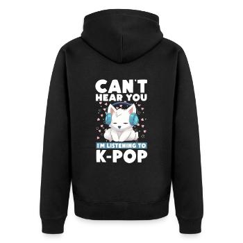 Je ne t’entends pas, j’écoute de la K-pop, Arctic Fox - Veste à capuche bio Premium Unisexe - noir - Dos - Nico (187cm)