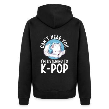 Je ne t’entends pas, j’écoute de la K-pop, Arctic Fox - Veste à capuche bio Premium Unisexe - noir - Dos - Nico (187cm)