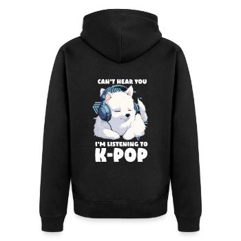 Je ne t’entends pas, j’écoute de la K-pop, Arctic Fox - Veste à capuche bio Premium Unisexe - noir - Dos - Nico (187cm)