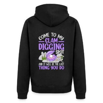 Digging mussels with enthusiasm for mussels - Unisex Premium Organic Zip Hoodie - black - Back - Nico (187cm)