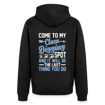 Digging mussels with enthusiasm for mussels - Unisex Premium Organic Zip Hoodie - black - Back - Nico (187cm)