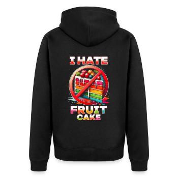 I hate fruitcake - Unisex Premium Organic Zip Hoodie - black - Back - Nico (187cm)