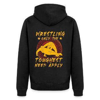 Wrestling only the toughest need apply - Unisex Premium Bio Zip Hoodie - Schwarz - Hinten - Nico (187cm)