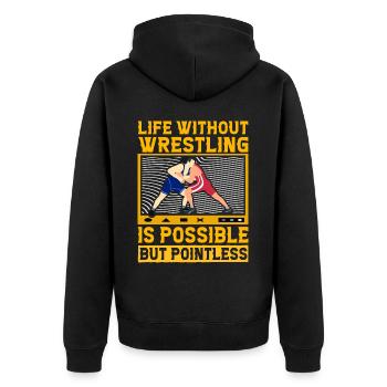 La vie sans lutte est possible mais inutile - Veste à capuche bio Premium Unisexe - noir - Dos - Nico (187cm)