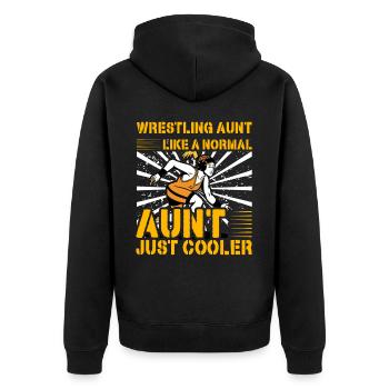 Wrestling Aunt like a normal Aunt just cooler - Unisex Premium Organic Zip Hoodie - black - Back - Nico (187cm)