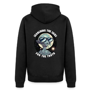 SciFi umd Außerirdische Aliens und Ufo Fan - Unisex Premium Bio Zip Hoodie - Schwarz - Hinten - Nico (187cm)