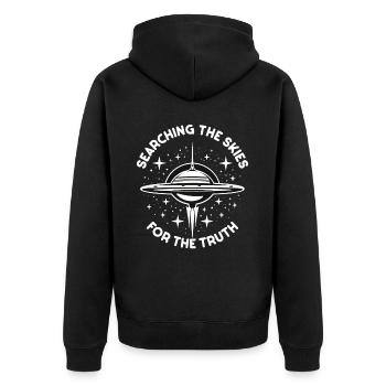 SciFi umd Außerirdische Aliens und Ufo Fan - Unisex Premium Bio Zip Hoodie - Schwarz - Hinten - Nico (187cm)