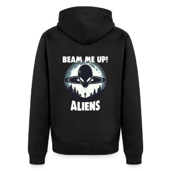 SciFi umd Außerirdische Aliens und Ufo Fan - Unisex Premium Bio Zip Hoodie - Schwarz - Hinten - Nico (187cm)