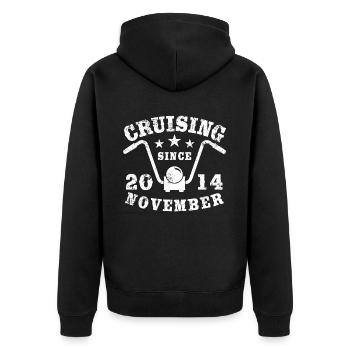 Cruising Biker Geburtstag November 2014 Motorrad - Unisex Premium Bio Zip Hoodie - Schwarz - Hinten - Nico (187cm)