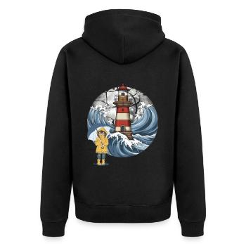 Phare Sea Girl Côte Maritime - Veste à capuche bio Premium Unisexe - noir - Dos - Nico (187cm)