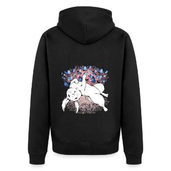 Bunny Nature Spring Butterflies Insects - Unisex Premium Organic Zip Hoodie - black - Back - Nico (187cm)
