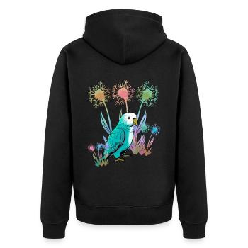 Natur Blumen Papagei Vogel Wildnis - Unisex Premium Bio Zip Hoodie - Schwarz - Hinten - Nico (187cm)