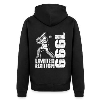 Limited Edition 1999 Limited Edition Cricket - Unisex Premium Bio Zip Hoodie - Schwarz - Hinten - Nico (187cm)