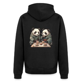 Panda Bear Tea Ceremony Japanese Giant Panda - Unisex Premium Organic Zip Hoodie - black - Back - Nico (187cm)