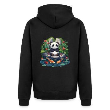 Panda Bear, Koi Fish, Panda géant japonais - Veste à capuche bio Premium Unisexe - noir - Dos - Nico (187cm)