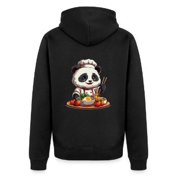 Pandabär-Ramen Japanischer Riesenpanda - Unisex Premium Bio Zip Hoodie - Schwarz - Hinten - Nico (187cm)