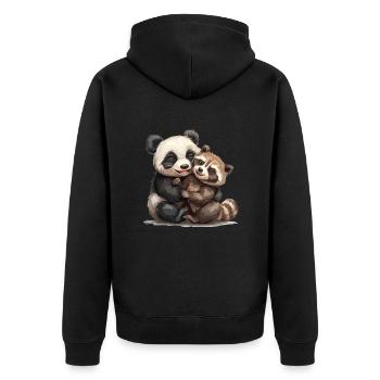 Pandabär Tanuki Japanischer Riesenpanda - Unisex Premium Bio Zip Hoodie - Schwarz - Hinten - Nico (187cm)