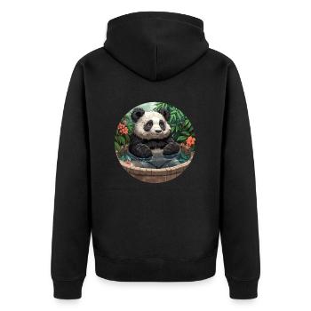 Panda Bear Japanese Onsen Giant Panda - Unisex Premium Organic Zip Hoodie - black - Back - Nico (187cm)