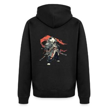 Pandabär Yokai Japanischer Riesenpanda - Unisex Premium Bio Zip Hoodie - Schwarz - Hinten - Nico (187cm)