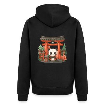 Panda Bear Torii Gate Japanese Giant Panda - Unisex Premium Organic Zip Hoodie - black - Back - Nico (187cm)