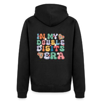 Double Digit Birthday Decoration Girls 10 - Unisex Premium Organic Zip Hoodie - black - Back - Nico (187cm)