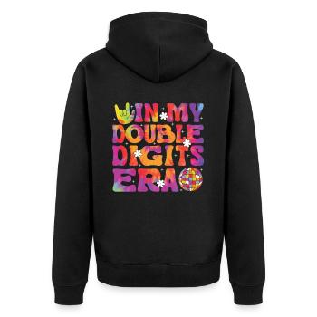 Double Digit Birthday Decoration Girls 10 - Unisex Premium Organic Zip Hoodie - black - Back - Nico (187cm)