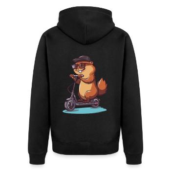 Beaver Scooter - Unisex Premium Organic Zip Hoodie - black - Back - Nico (187cm)