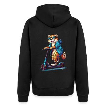 Cheetah Scooter - Unisex Premium Organic Zip Hoodie - black - Back - Nico (187cm)