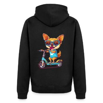 Chihuahua Scooter - Unisex Premium Organic Zip Hoodie - black - Back - Nico (187cm)