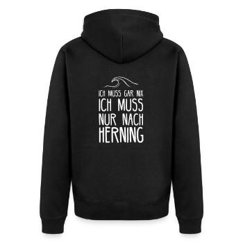 Herning I Danish mainland motif for Danes - Unisex Premium Organic Zip Hoodie - black - Back - Nico (187cm)