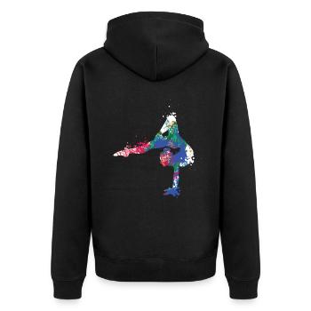Turnen Gymnastik Turnerin Akrobatik - Unisex Premium Bio Zip Hoodie - Schwarz - Hinten - Nico (187cm)