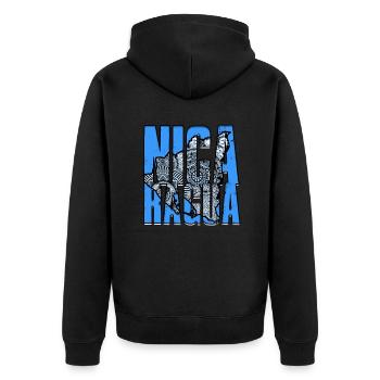 Nicaragua Nicaragisch - Unisex Premium Bio Zip Hoodie - Schwarz - Hinten - Nico (187cm)