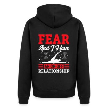 Angst Und Ich Haben Eine On-off-beziehung. - Unisex Premium Bio Zip Hoodie - Schwarz - Hinten - Nico (187cm)