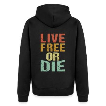 Vivre libre ou mourir rétro Nature Vintage nouveau - Veste à capuche bio Premium Unisexe - noir - Dos - Nico (187cm)