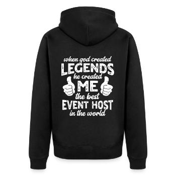 Bester Event Host Legende - Unisex Premium Bio Zip Hoodie - Schwarz - Hinten - Nico (187cm)
