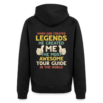 Tour Guide - Unisex Premium Bio Zip Hoodie - Schwarz - Hinten - Nico (187cm)