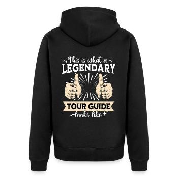 Legendärer Tour Guide - Unisex Premium Bio Zip Hoodie - Schwarz - Hinten - Nico (187cm)