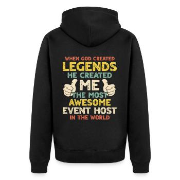 Event Host - Unisex Premium Organic Zip Hoodie - black - Back - Nico (187cm)