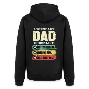 Papa Hôte de l’événement Fête des pères - Veste à capuche bio Premium Unisexe - noir - Dos - Nico (187cm)