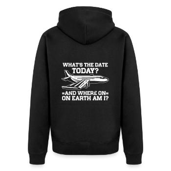Don't Make Me Use My Flight Attendant Voice - Unisex Premium Bio Zip Hoodie - Schwarz - Hinten - Nico (187cm)