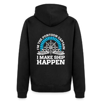 Pontoon Boot Pontoon Kapitän - Unisex Premium Bio Zip Hoodie - Schwarz - Hinten - Nico (187cm)