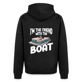 Pontoon Boot Pontoon Kapitän - Unisex Premium Bio Zip Hoodie - Schwarz - Hinten - Nico (187cm)