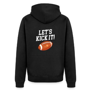 Lass Es Uns Kicken Football Kicker Quarterback - Unisex Premium Bio Zip Hoodie - Schwarz - Hinten - Nico (187cm)