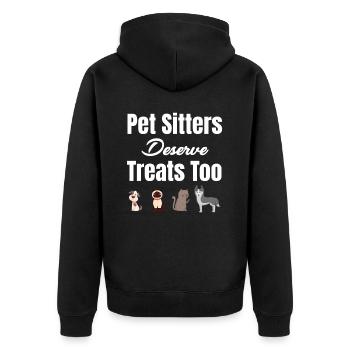 Auch Tiersitter Verdienen Leckerlis Tierarzt - Unisex Premium Bio Zip Hoodie - Schwarz - Hinten - Nico (187cm)